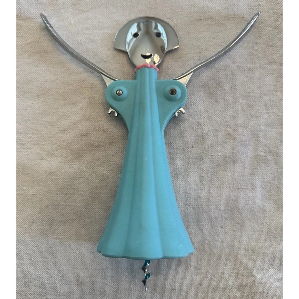 Alessi Anna G. Corkscrew Wine Bottle Opener Light Blue Alessandro Mendini Italy